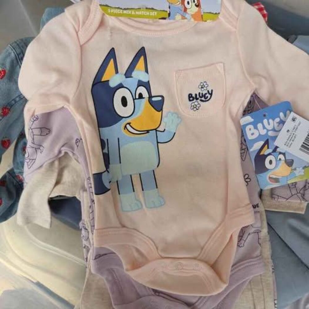 Bluey 3 month 5 piece set 3 tops 2 pants new